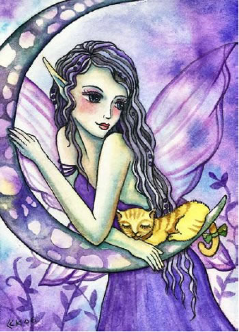 Diamond Painting Canvas - QS Kitty Moon Fairy - Click Image to Close